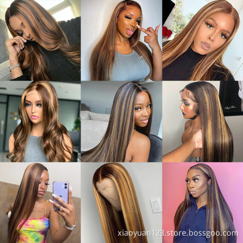 Black Friday on Sale10a Brown Highlight Hair Wigs Brazilian Virgin Lace Front Wig Natural Pre-plucked Hairline Lace Frontal Wigs